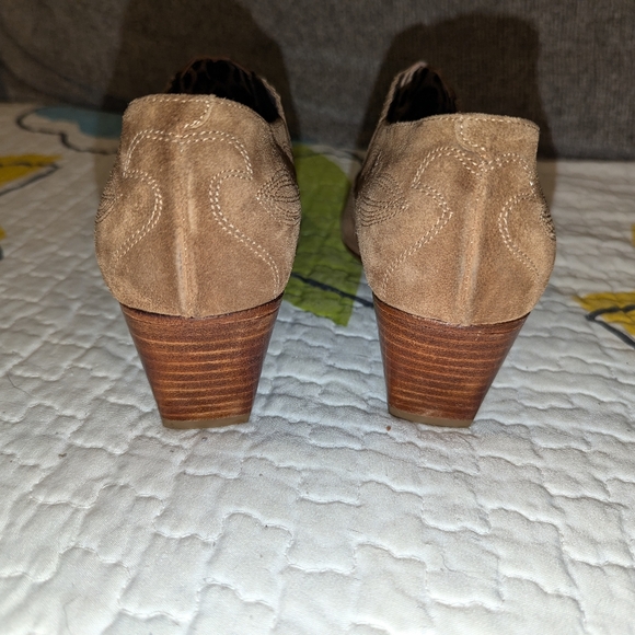 WARREN EDWARDS EMBROIDERED Suede Half booties sz 8 1/2 M. Handmade In Italy - Picture 8 of 10